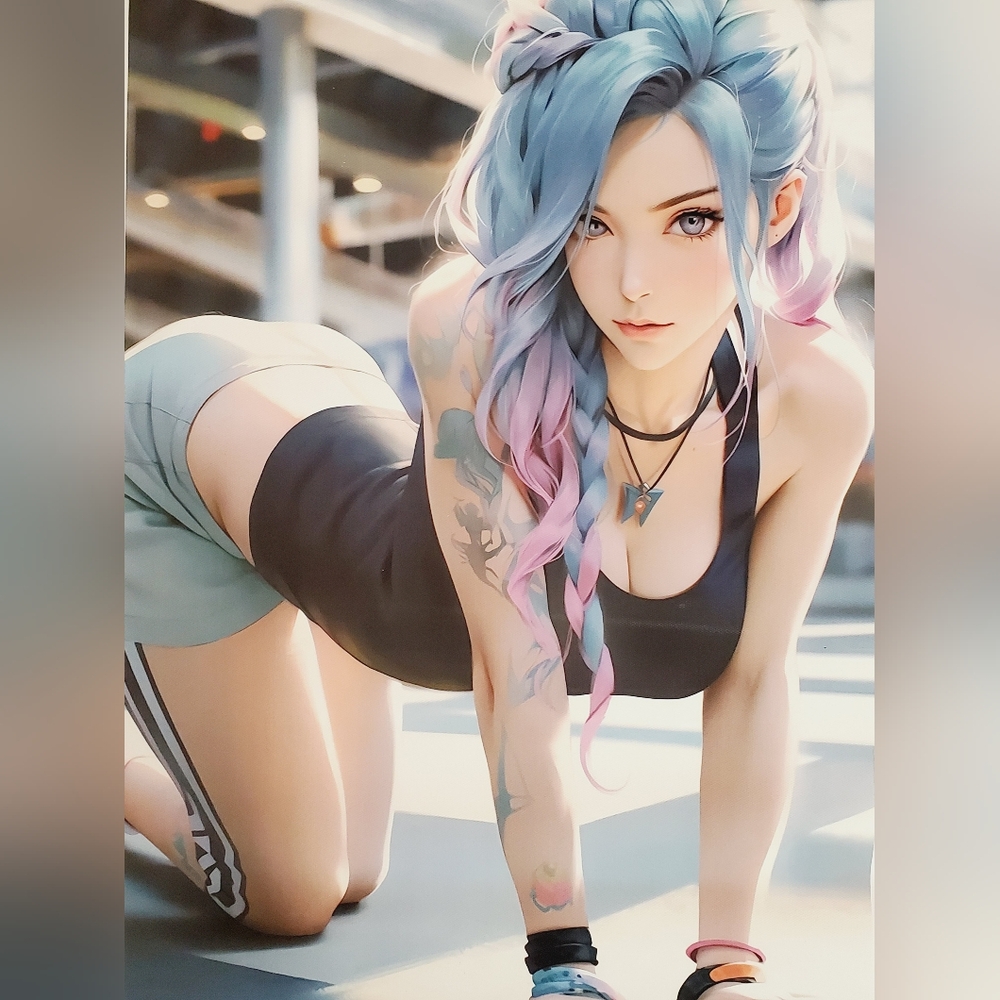 Anime Fitness Girl Heavy-Duty Canvas Poster